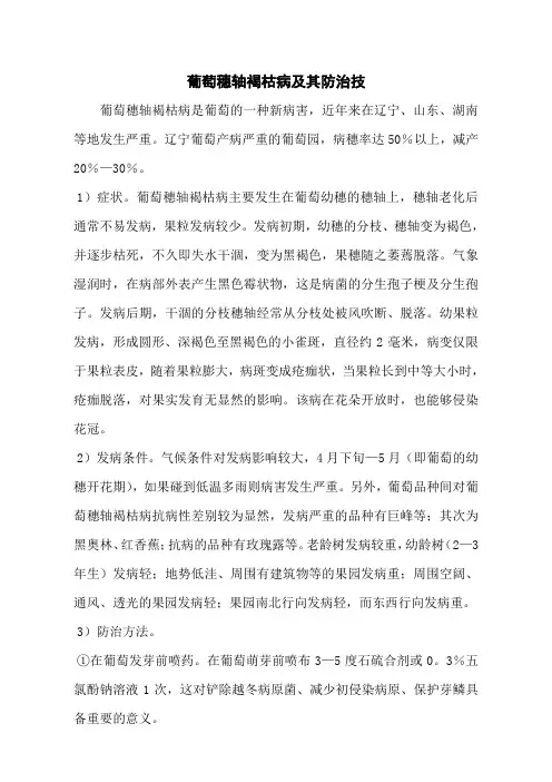 葡萄穗轴褐枯病及其防治技