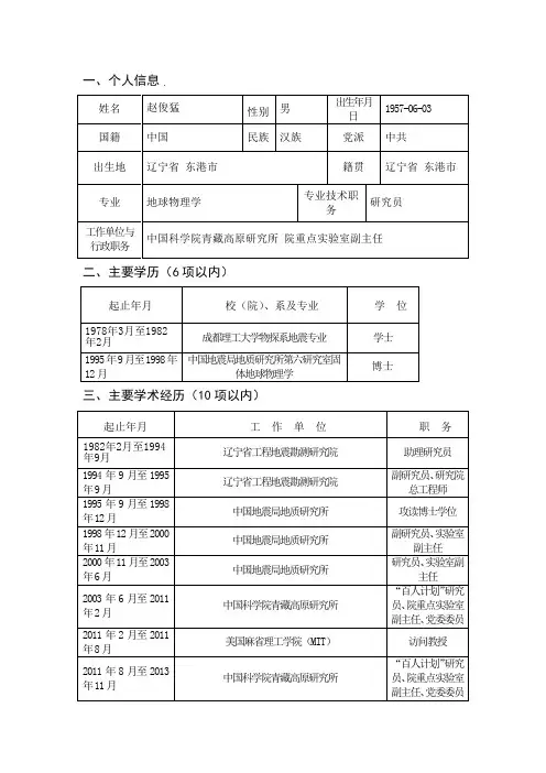 一、个人信息