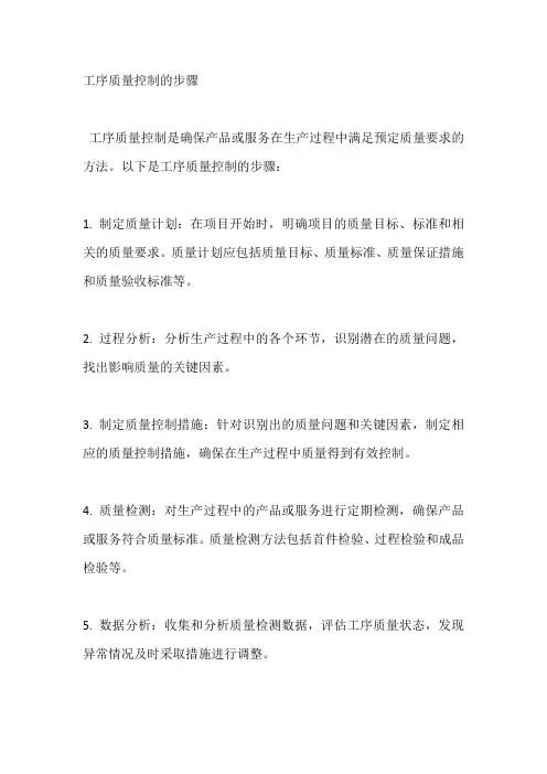 工序质量控制的步骤