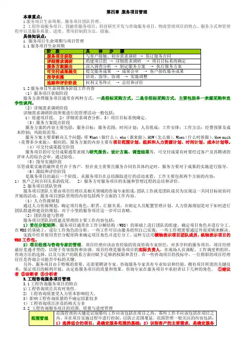 2012年招标师项目管理第4章知识点
