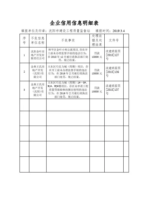 企业信用信息明细表