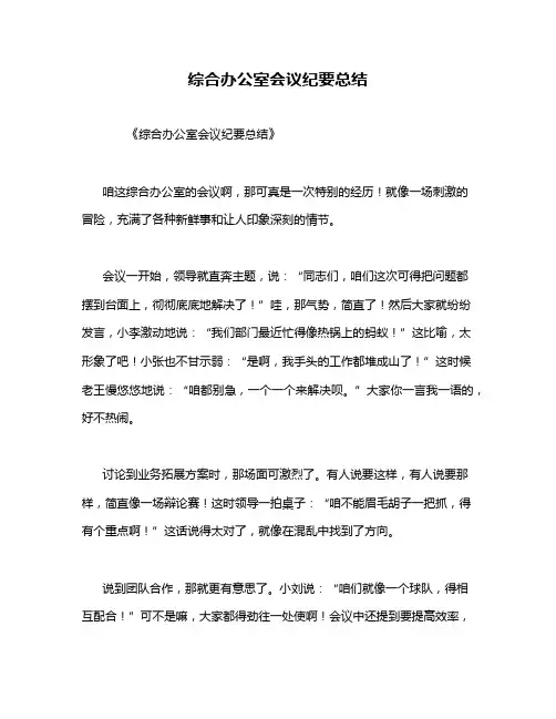 综合办公室会议纪要总结