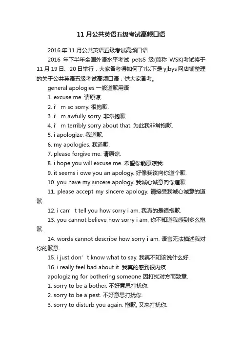 11月公共英语五级考试高频口语