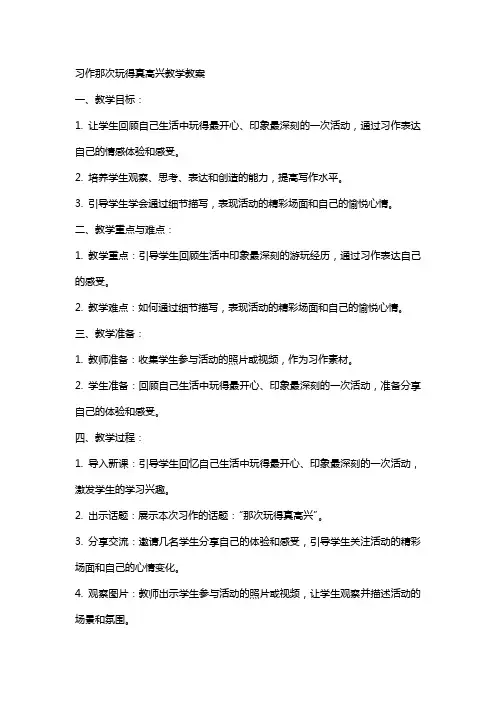 习作那次玩得真高兴教学教案