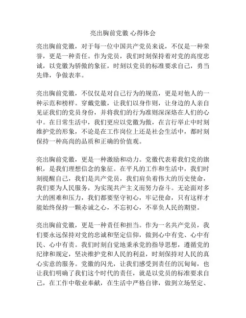 亮出胸前党徽 心得体会