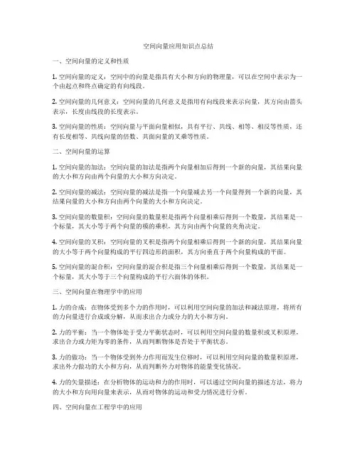 空间向量应用知识点总结