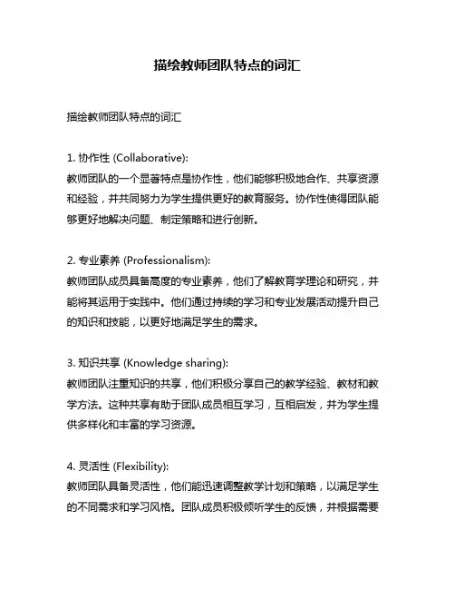 描绘教师团队特点的词汇