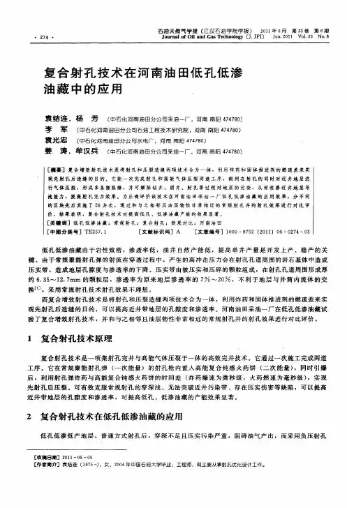 复合射孔技术在河南油田低孔低渗油藏中的应用