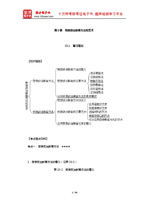 陈万柏《思想政治教育学原理》笔记和课后习题(含考研真题)详解(思想政治教育方法和艺术)