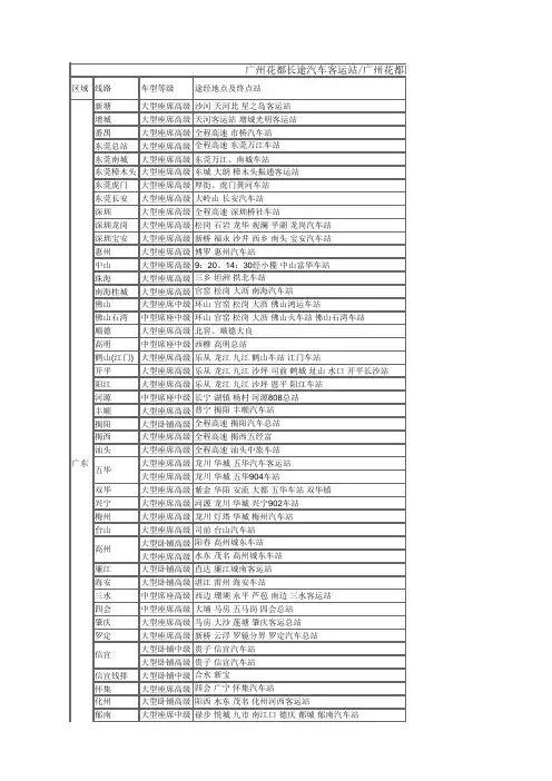 广州花都长途汽车客运站时刻表