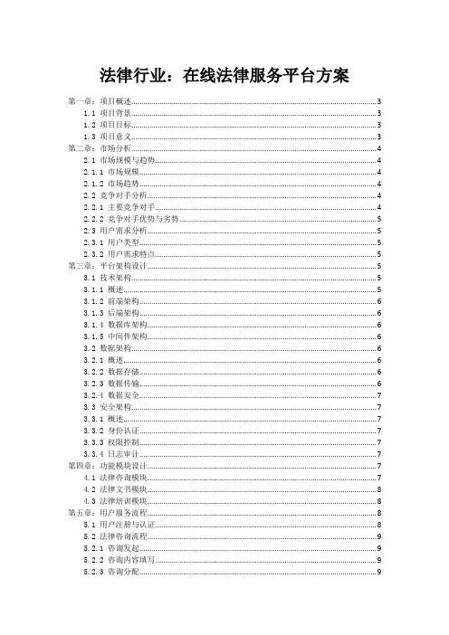 法律行业：在线法律服务平台方案