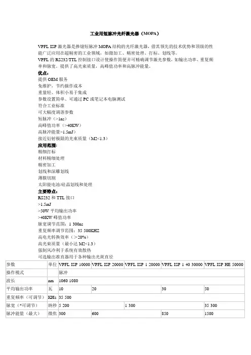 工业用短脉冲光纤激光器MOPA