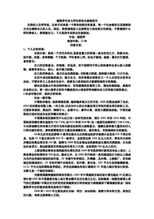 建筑学专业大学生职业生涯规划书