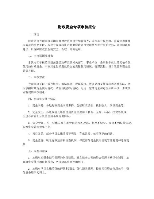 财政资金专项审核报告