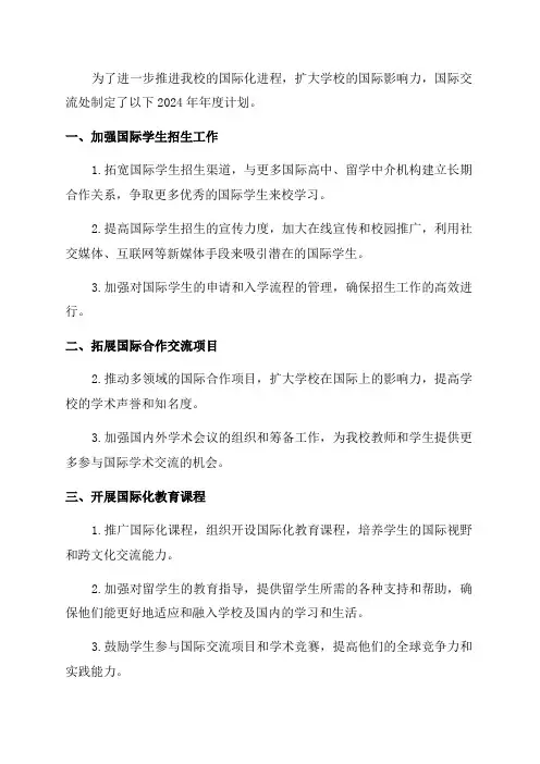 国际交流处2024年年度计划