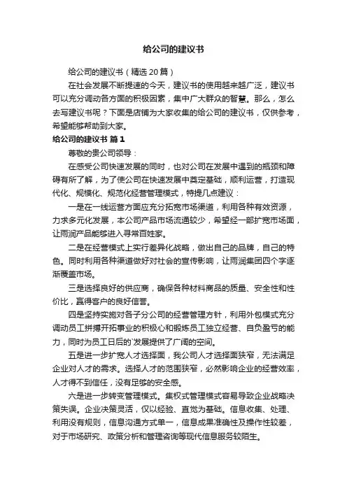 给公司的建议书