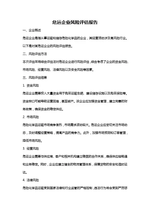 危运企业风险评估报告