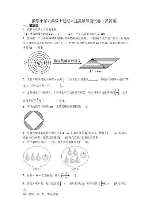 数学小学六年级上册期末提高试题测试卷(及答案)