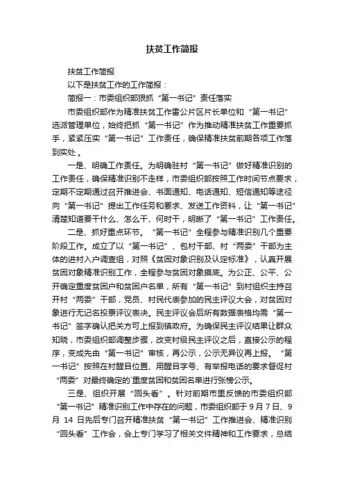 扶贫工作简报