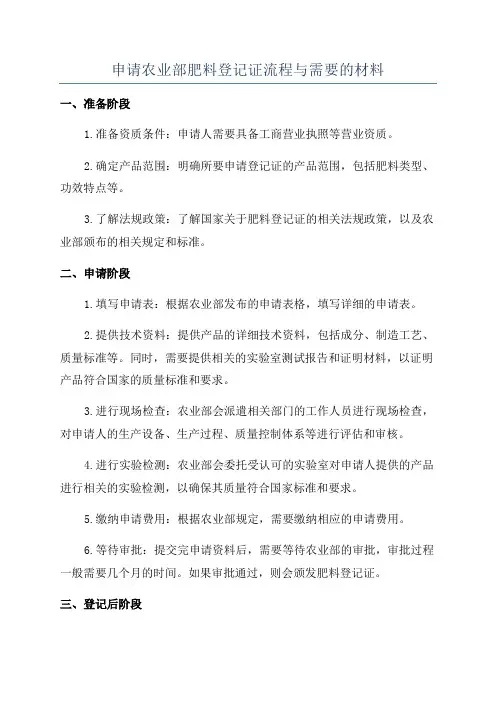 申请农业部肥料登记证流程与需要的材料