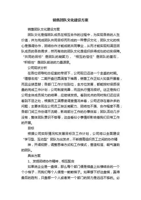 销售团队文化建设方案
