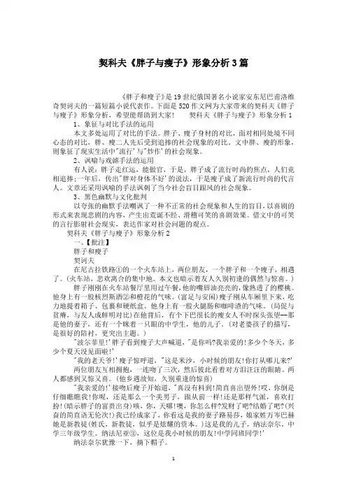 契科夫《胖子与瘦子》形象分析3篇