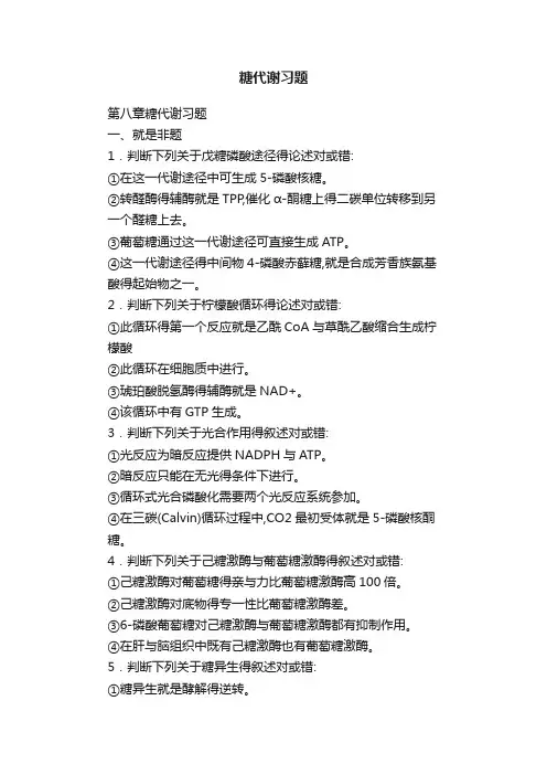 糖代谢习题