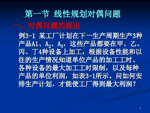 第一节 线性规划的对偶问题