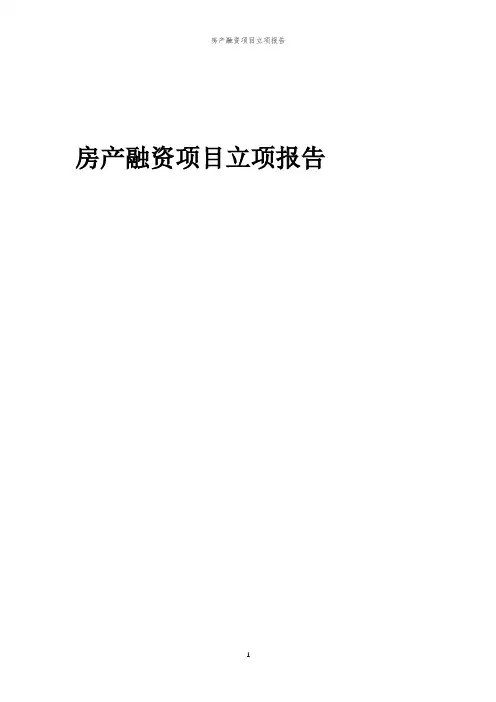2023年房产融资项目立项报告