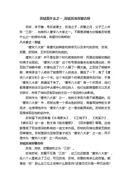 苏轼是什么之一_苏轼苏洵苏辙合称