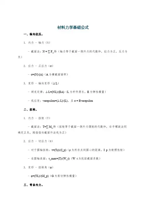 材料力学基础公式