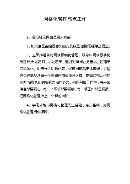 网格化管理亮点工作