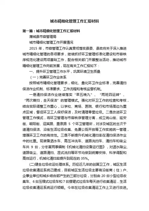 城市精细化管理工作汇报材料