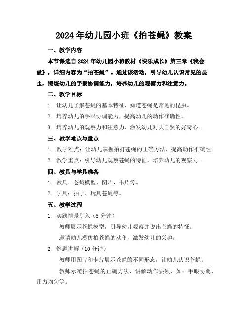 2024年幼儿园小班《拍苍蝇》教案