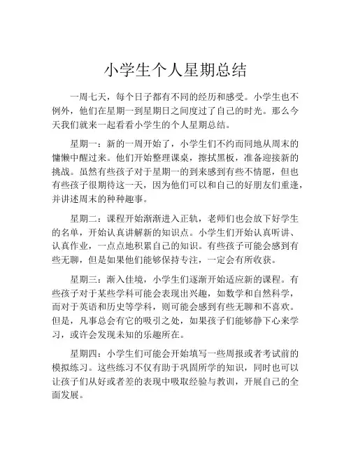 小学生个人星期总结