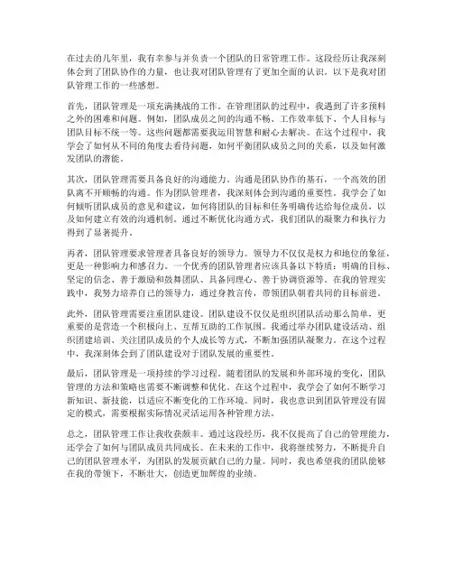 团队管理工作感想