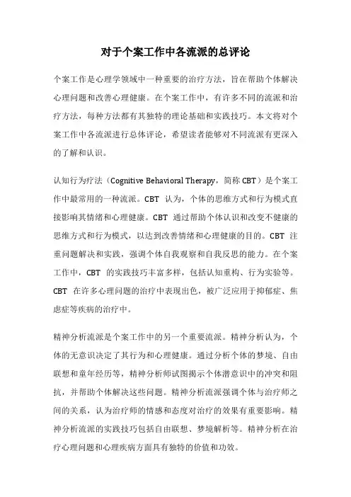 对于个案工作中各流派的总评论