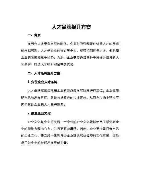 人才品牌提升方案
