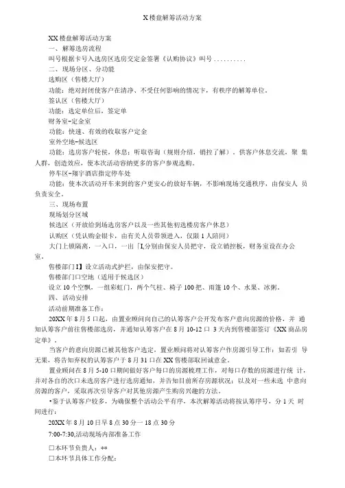 X楼盘解筹活动方案