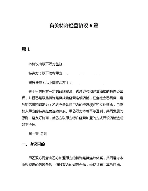 有关特许经营协议6篇