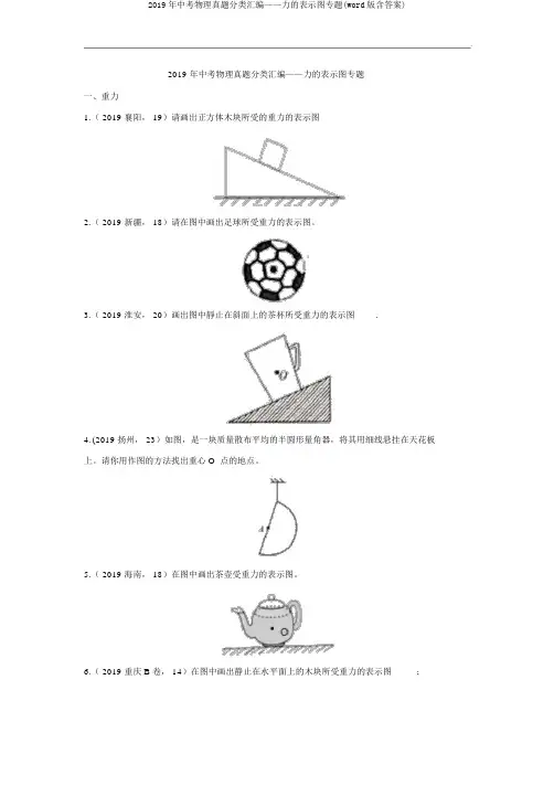 2019年中考物理真题分类汇编——力的示意图专题(word版含答案)