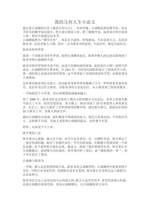 我的几何人生小论文