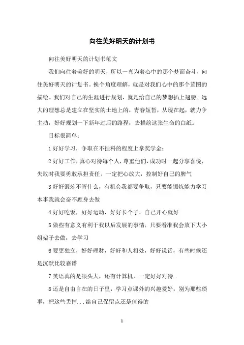 向往美好明天的计划书