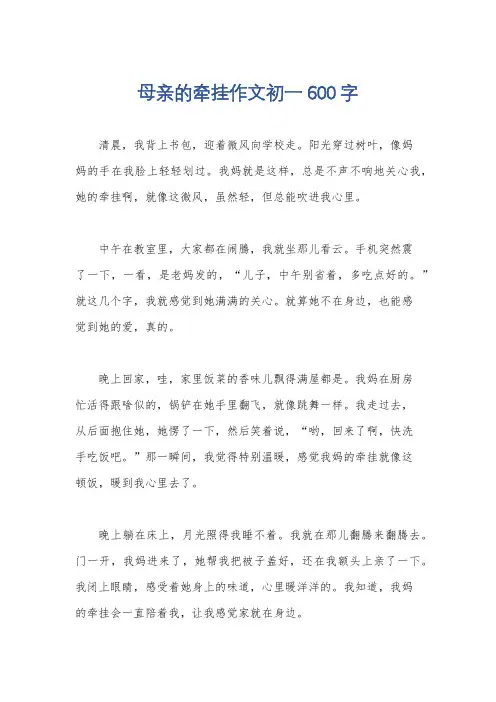 母亲的牵挂作文初一600字