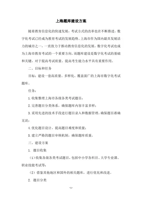 上海题库建设方案