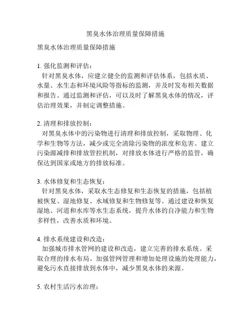 黑臭水体治理质量保障措施