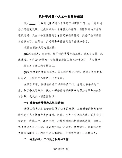 统计资料员个人工作总结精编版（4篇）