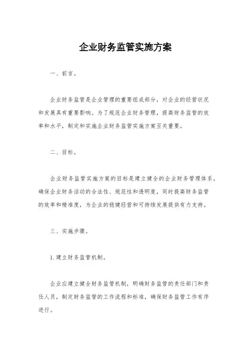 企业财务监管实施方案