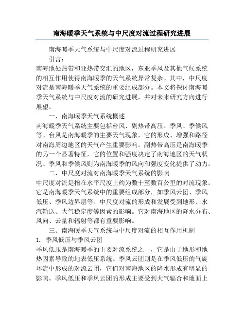 南海暖季天气系统与中尺度对流过程研究进展