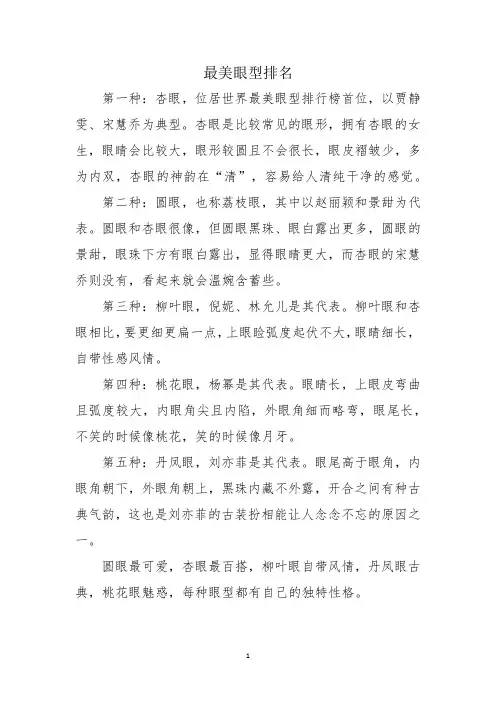 最美眼型排名
